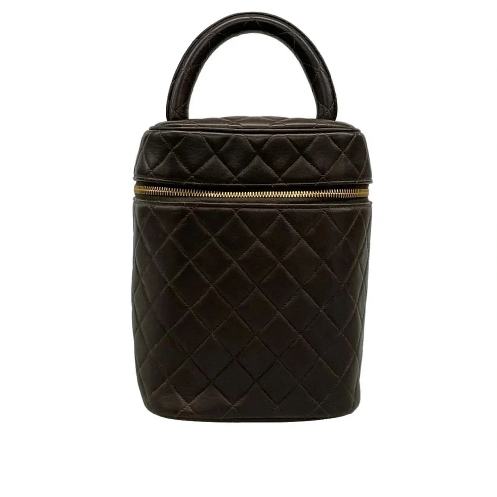 Authentic Vintage CHANEL Matelasse Dark Brown Lambskin Vanity Bag - Picture 16 of 16